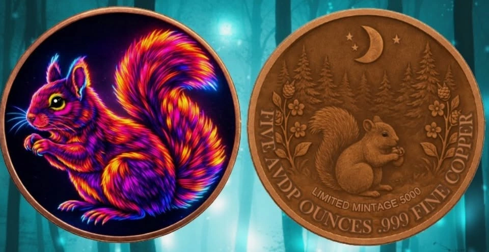 5oz Colored and Mystical Squirrel 999 Fine Collectible Copper - photo 3