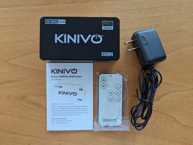 Kinivo HDMI Switch 4K 60Hz HDR 550BN (5 in 1 Out, HDMI 2.0)
