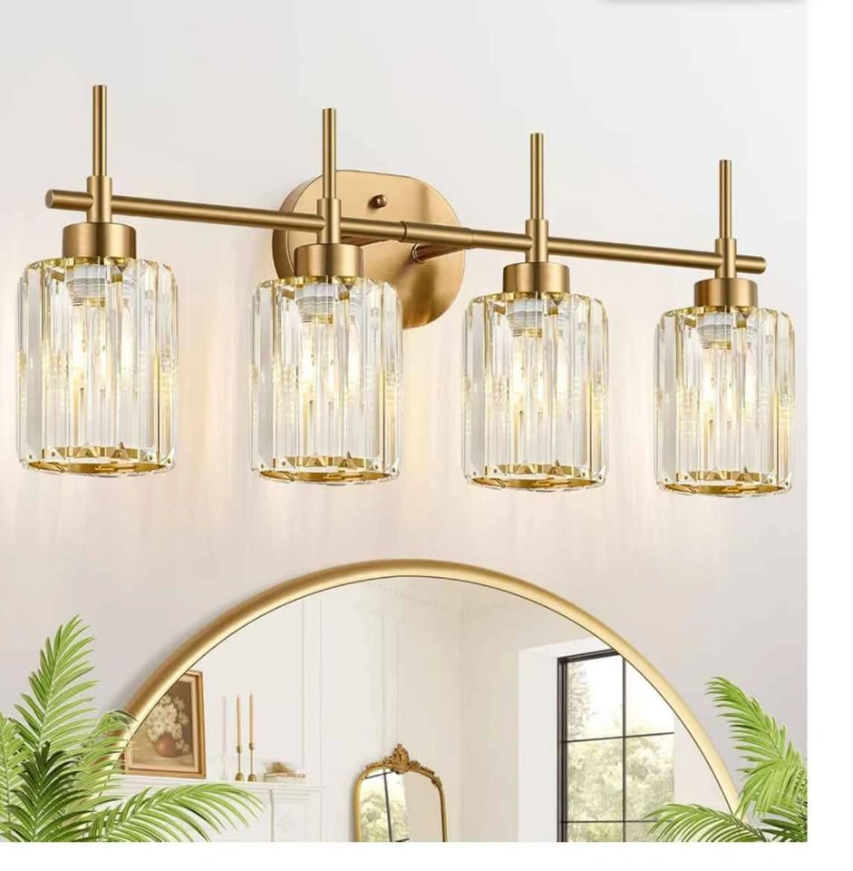 4-Light Gold Bathroom Light Fixtures Over Mirror - photo 2