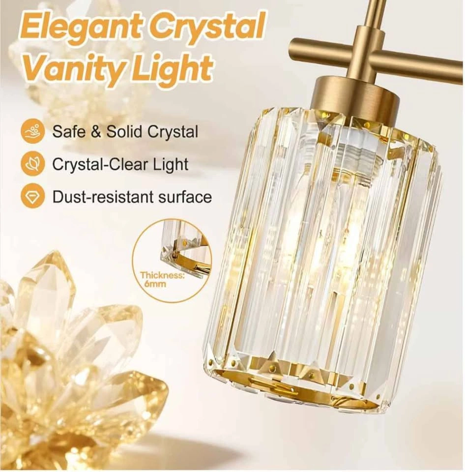4-Light Gold Bathroom Light Fixtures Over Mirror - photo 3