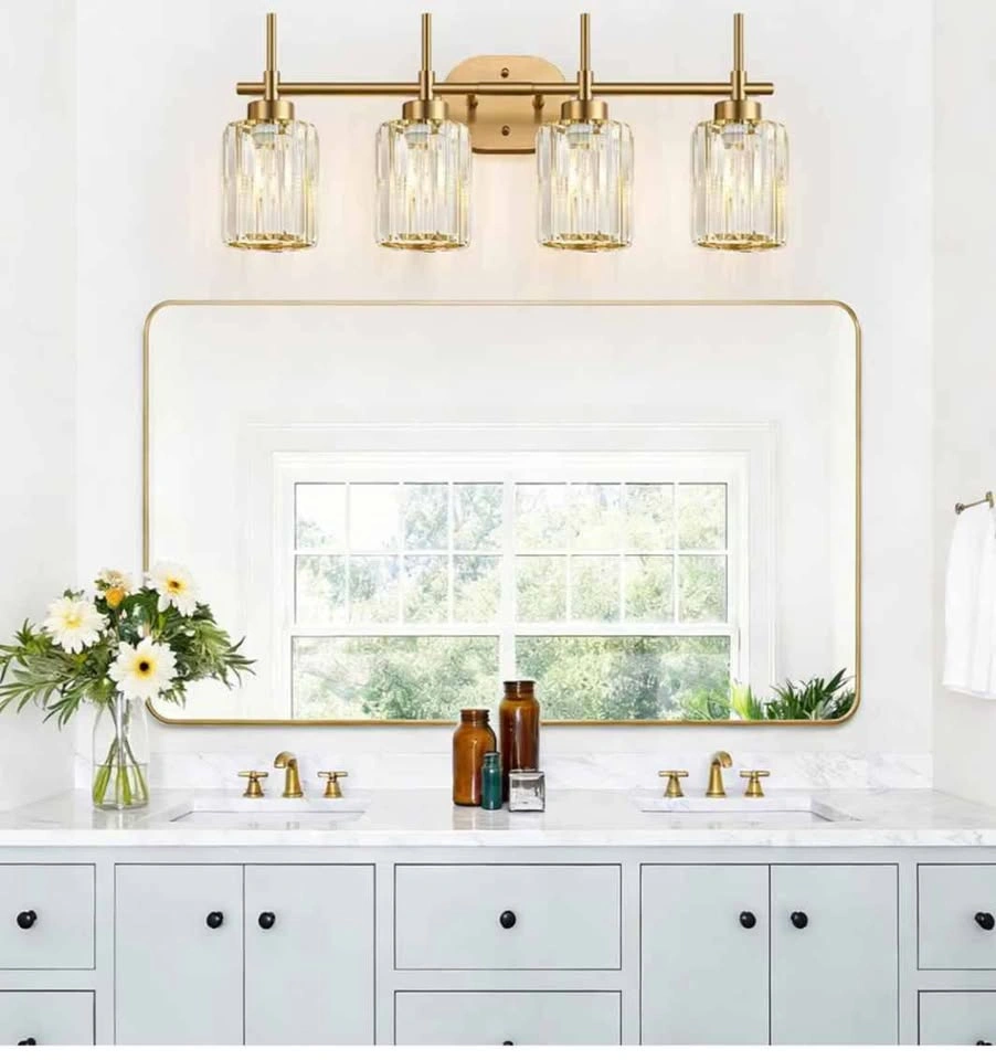 4-Light Gold Bathroom Light Fixtures Over Mirror - photo 5