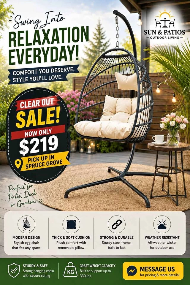 Brand new Foldable Single Floating Egg Chair with Stand