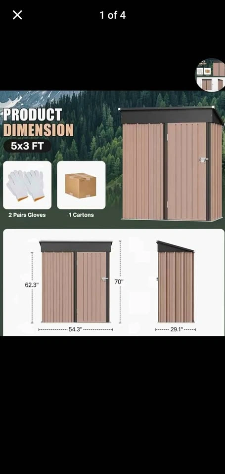 Brand new 5x3' outdoor storage shed. In a box - photo 3