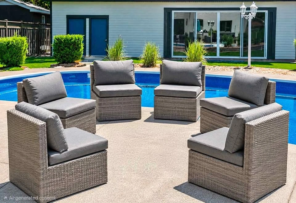 Brand New 6 Napa Wicker Outdoor Patio Armless Club Chairs