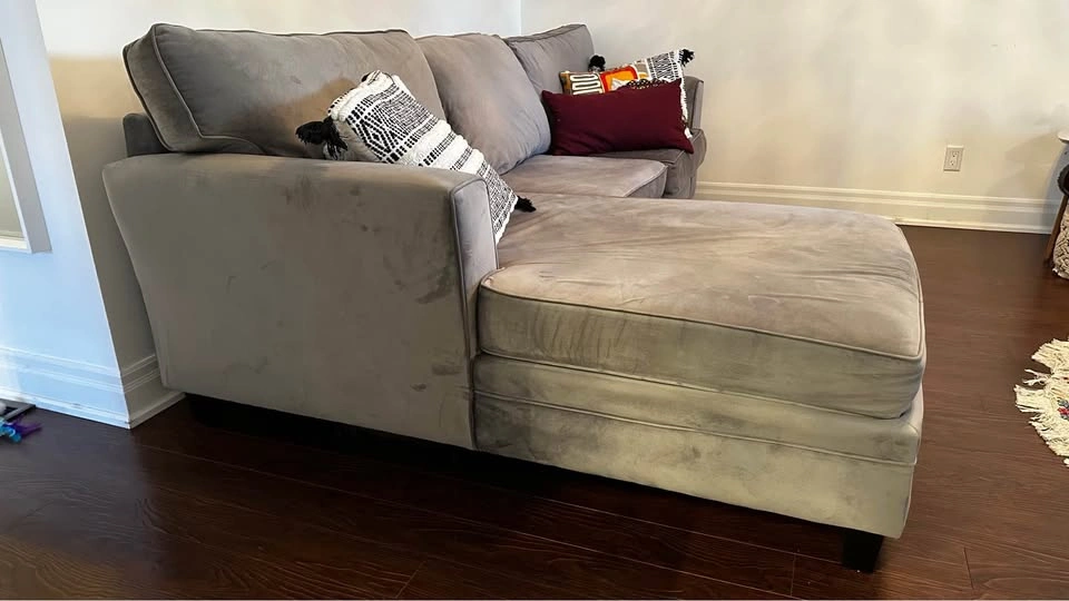 Grey Velvet Sectional Sofa with Chaise - photo 4