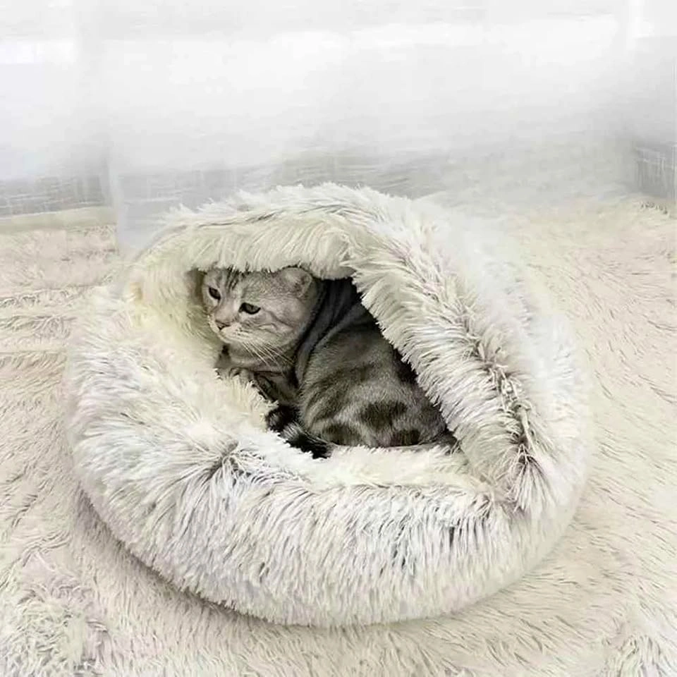 Plush Hooded Pet Bed