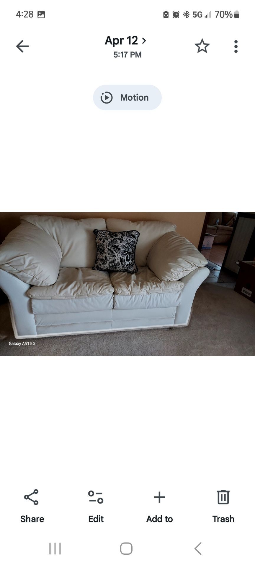 White leather Loveseat