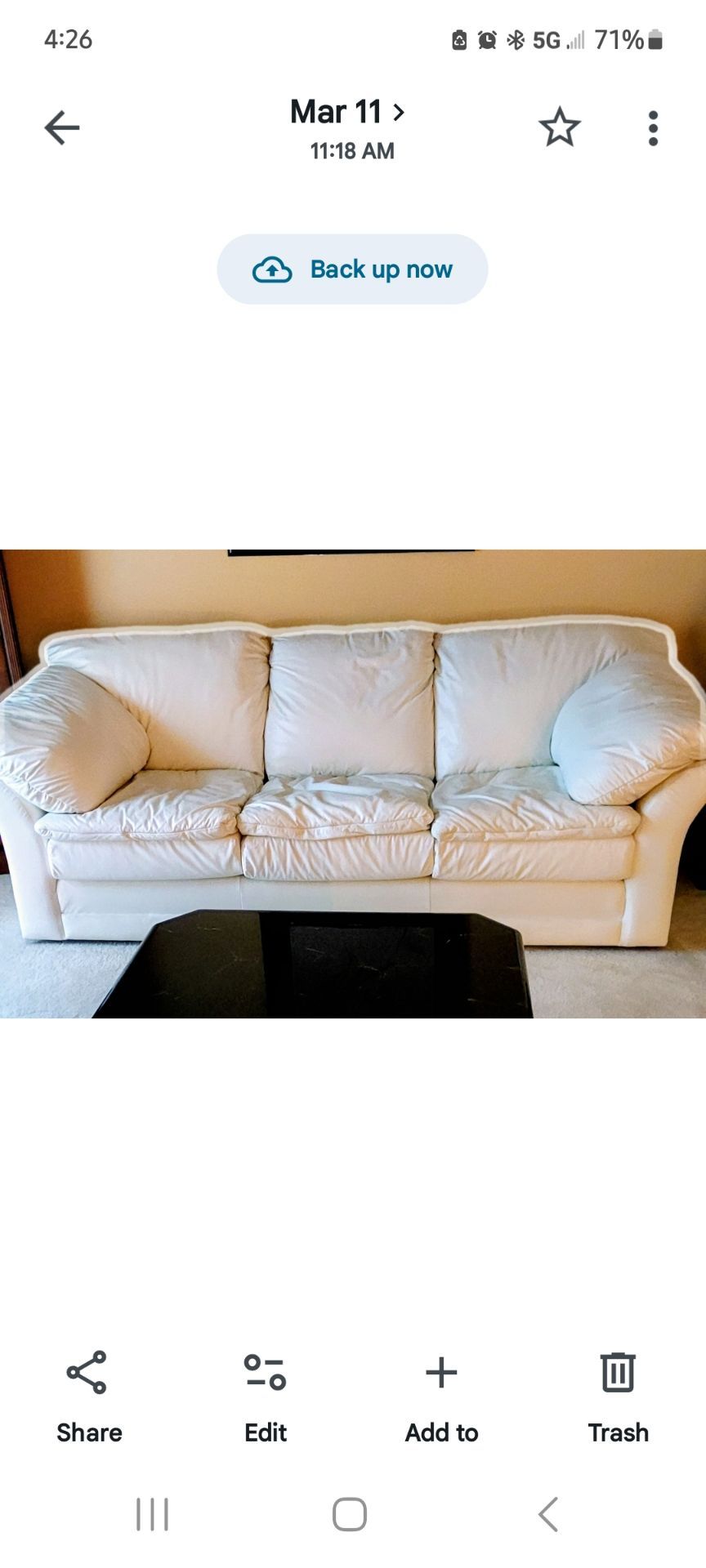 White Leather 3-Seat Sofa