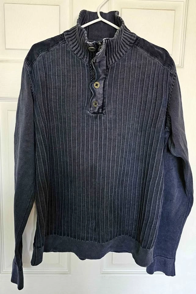 Weatherproof Vintage Men's Mock Neck Zip & Button Sweater - M