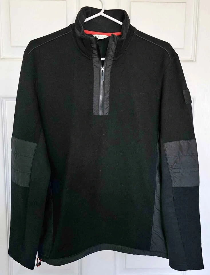 Calvin Klein Men's Mixed Media 1/4 Zip Pullover Sweater - Size M