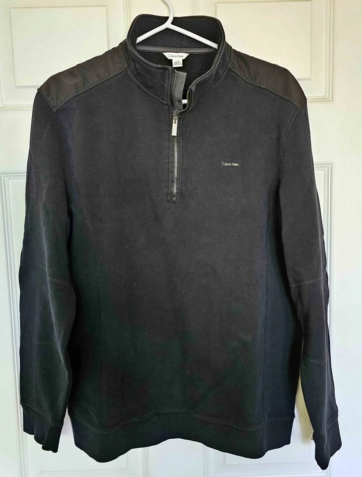 Calvin Klein Men's 1/4 Zip Cotton-Blend Fleece Pullover - Size L