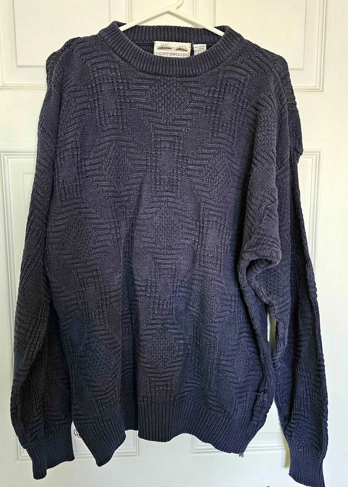 Vintage Northwoods Men's Cotton Textured Knit Sweater - M/L