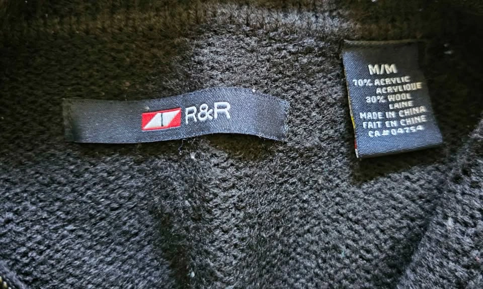 R&R Men's Wool-Blend 1/4 Zip Knit Sweater - Black - Size M - photo 2