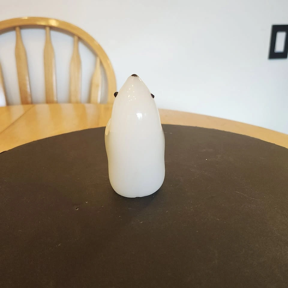 Polar Bear Figurine, White Art Glass, Decor, Paperweight - photo 2