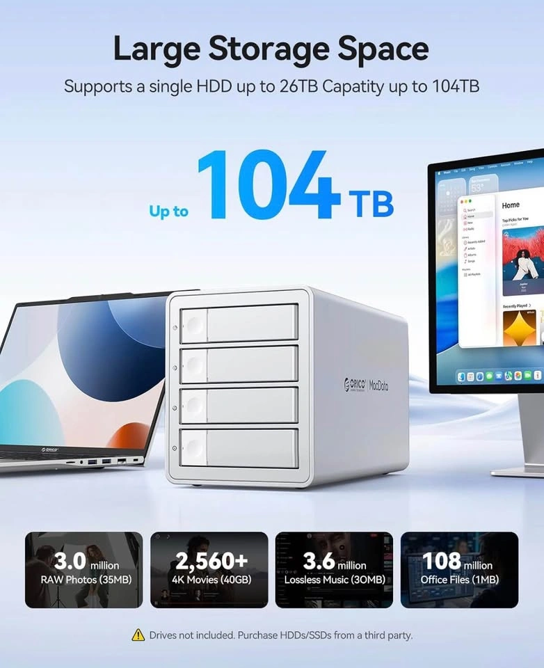 ORICO 4 Bay RAID Hard Drive Enclosure, 20Gbps USB 3.2 Gen2X2 - photo 5