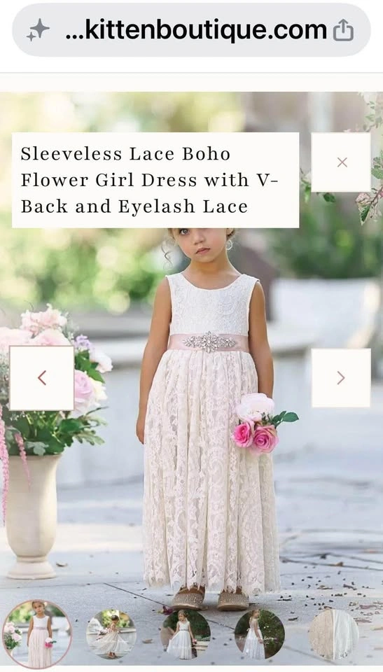 Flower girl, lace dress, size 7/8 and 10/12 Jewel Satin sash - photo 3