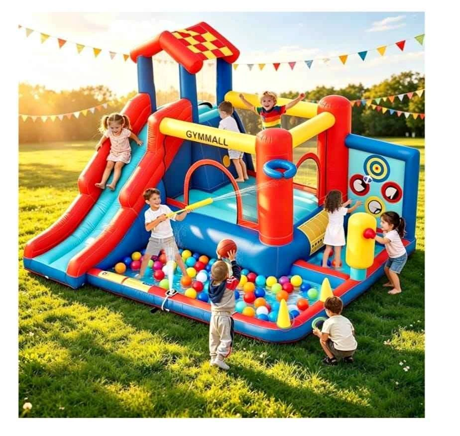 Inflatable Bounce Castle for Kids, 8-in-1 Play Equipment