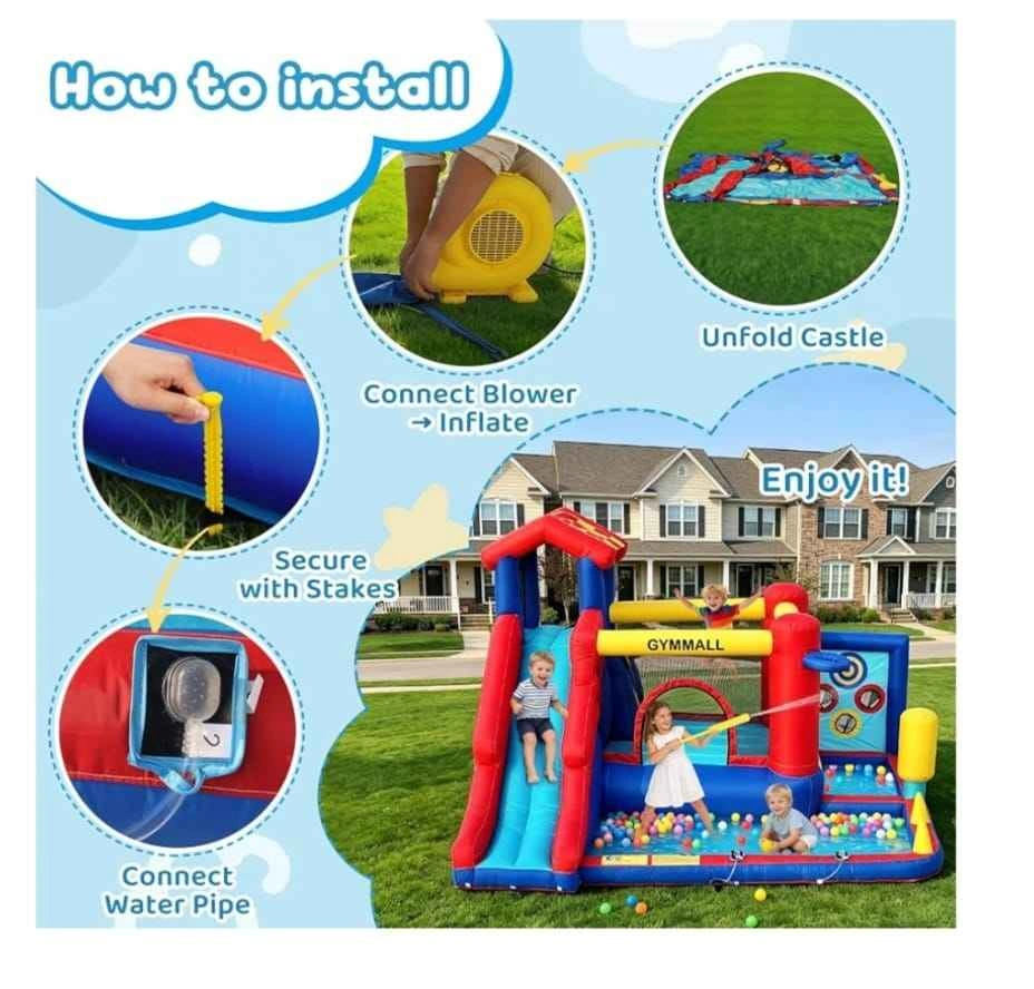 Inflatable Bounce Castle for Kids, 8-in-1 Play Equipment - photo 5