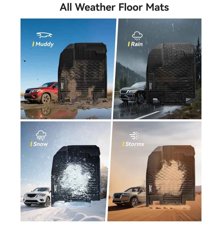 3W Premium All-Weather Floor & Cargo Mat Set for Nissan Pathfind - photo 4