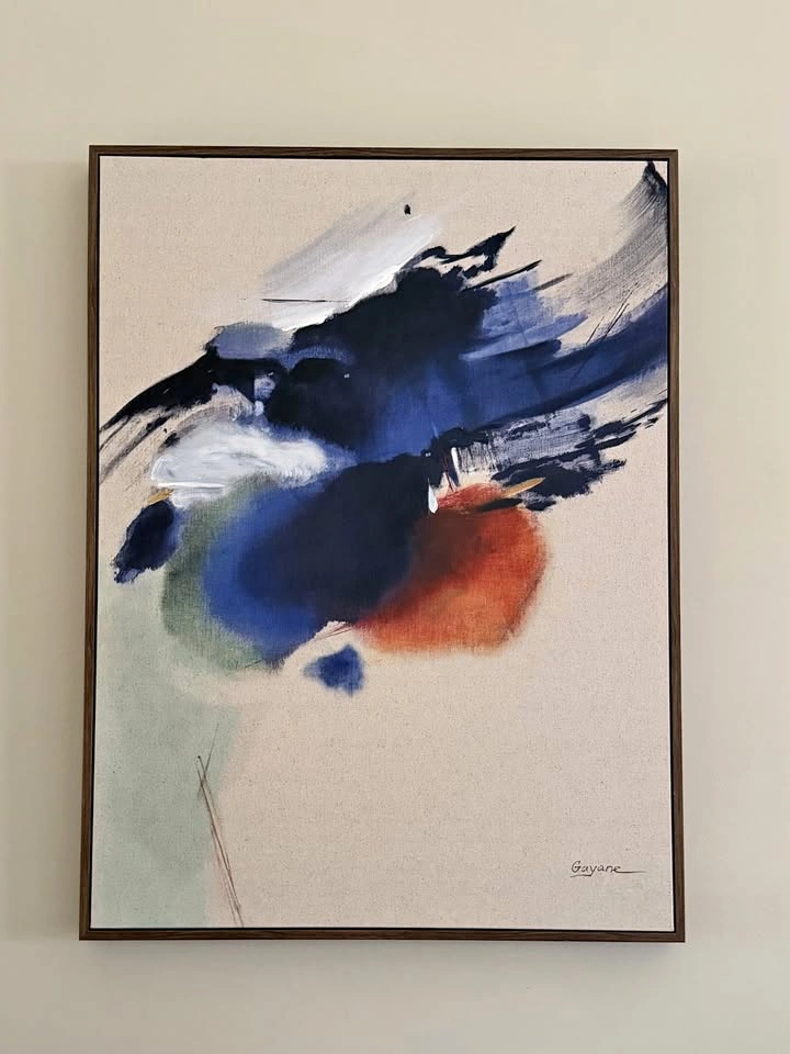Large Abstract Canvas Art – 36"×48" – Framed, Modern Neutral Pal