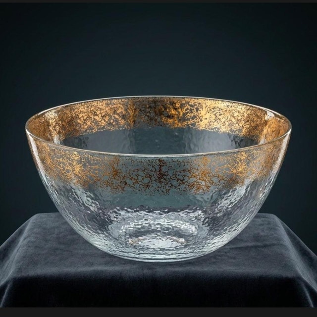 Murano-Style Glass Centerpiece Salad Bowl
