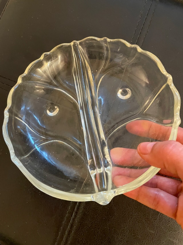 Heisey Waverly 2-Part Divided Footed Relish Dish