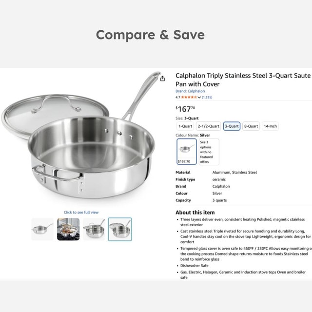 Calphalon Tri-Ply Stainless Steel 3-Quart Sauté Pan - photo 5