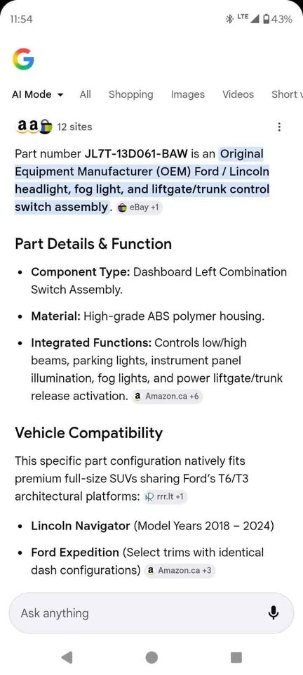 Ford / Lincoln headlight, fog light, and liftgate/trunk control - photo 3