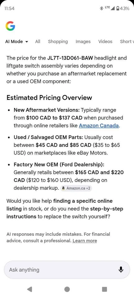 Ford / Lincoln headlight, fog light, and liftgate/trunk control - photo 5