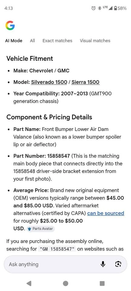 Chevrolet Silverado / GMC Sierra 1500 Front Bumper Air Dam - photo 3