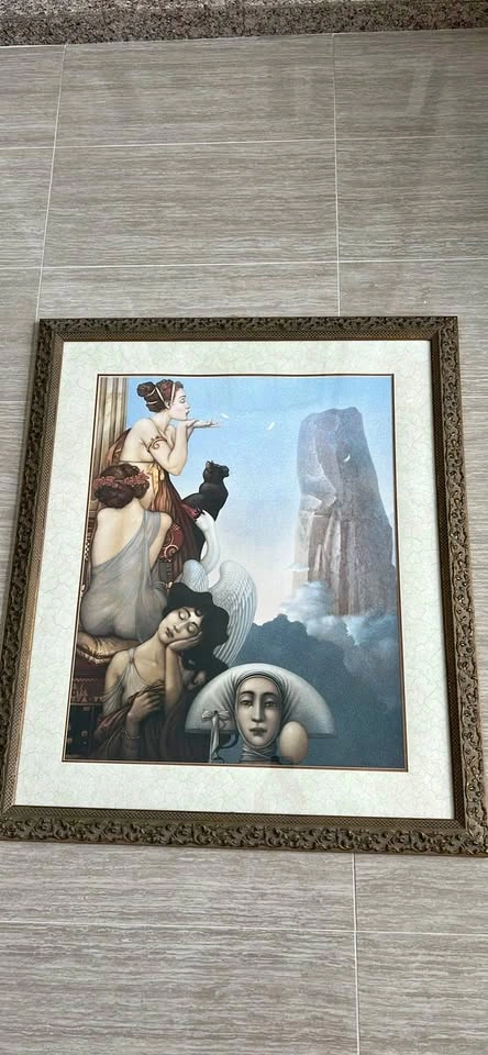 Surrealist Framed Art Print with Ornate Gold Frame