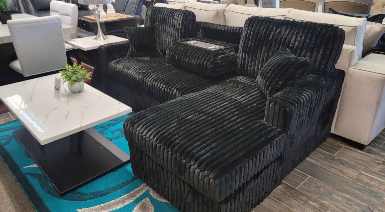 Corduroy Fabric Sectional Sofa With Bed - photo 3