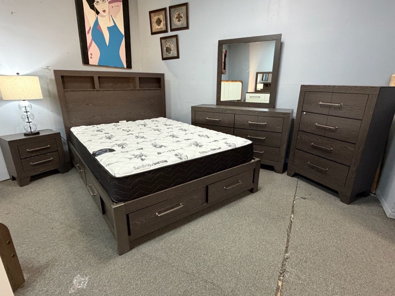 Dark Brown Bedroom Set with Storage - photo 2