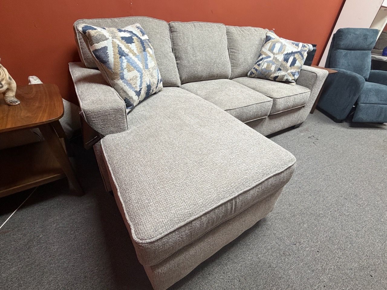 Gray Fabric Sectional Sofa with Chaise