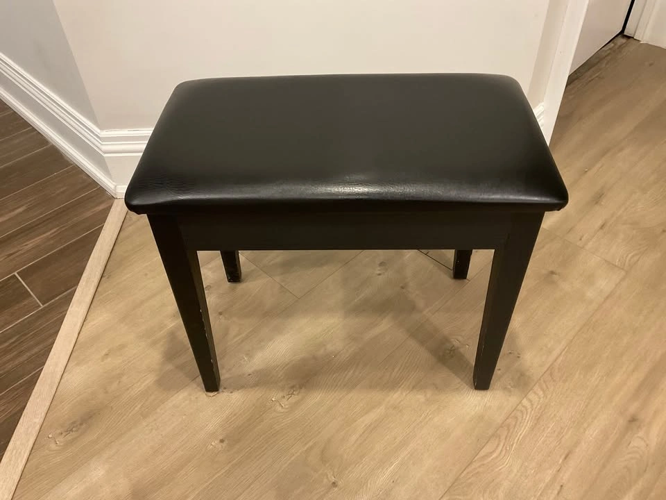 Black Padded Piano Keyboard Bench with Sheet Music Storage - photo 2