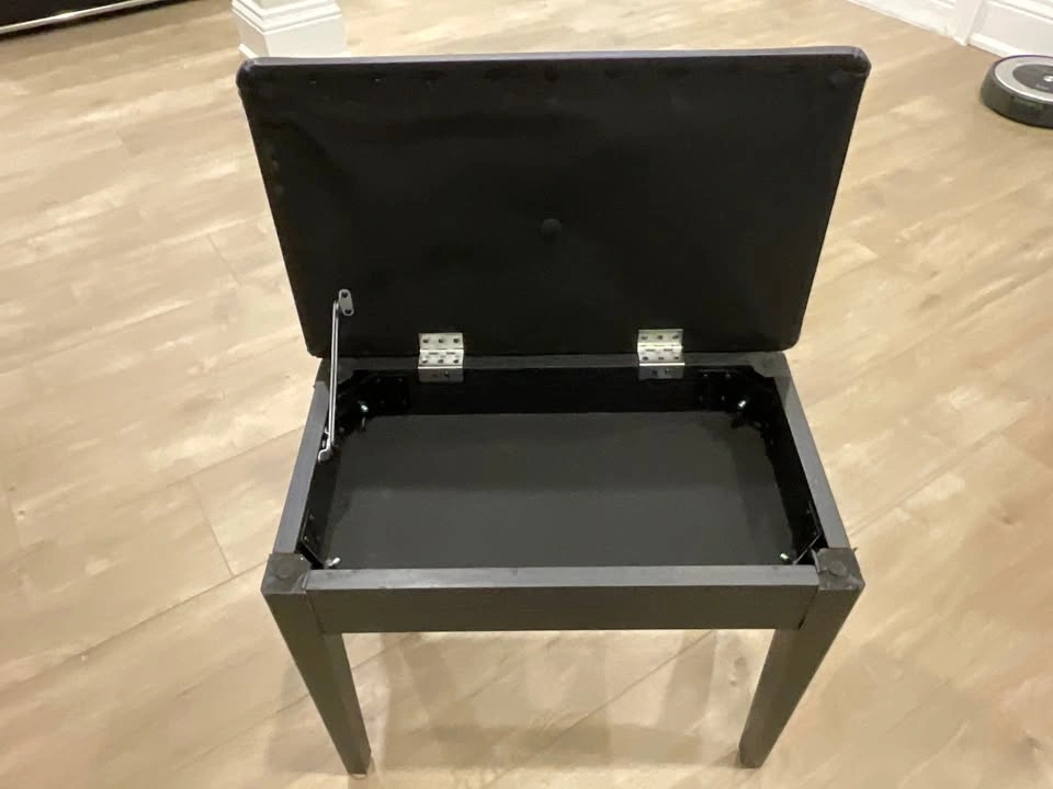 Black Padded Piano Keyboard Bench with Sheet Music Storage - photo 3
