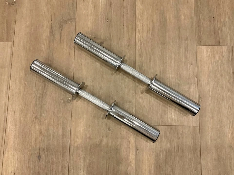 Pair of Olympic Dumbbell Handles – 2-Inch Weight Plates, Chrome