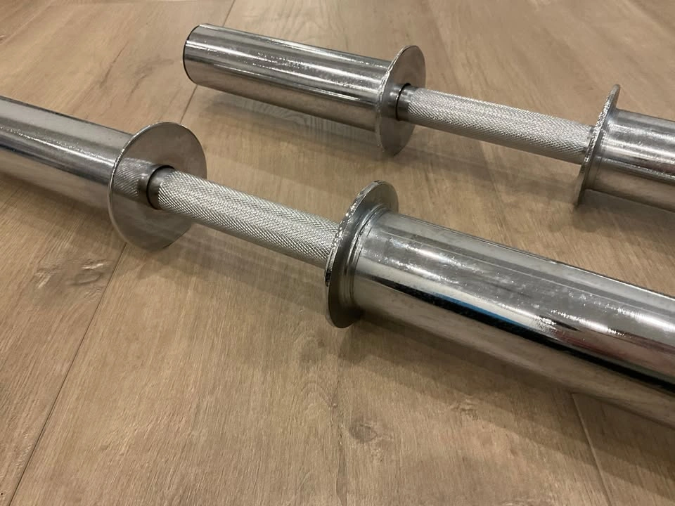 Pair of Olympic Dumbbell Handles – 2-Inch Weight Plates, Chrome - photo 2