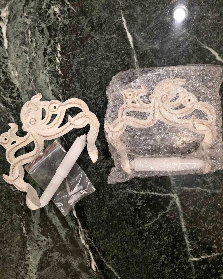 Whimsical nautical bathroom decor - octopus/kraken cast iron toi