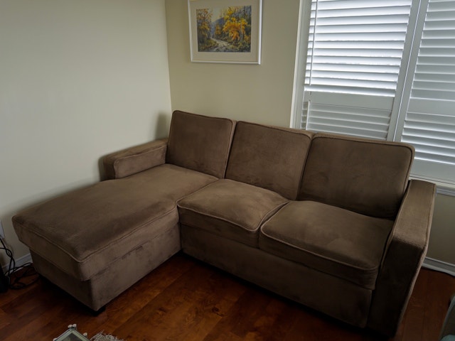Brown Sectional Sofa with Storage in Good Condition
