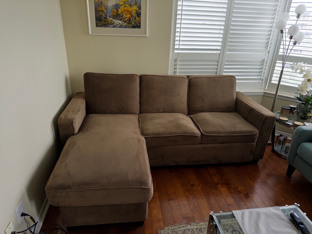 Brown Sectional Sofa with Storage in Good Condition - photo 2