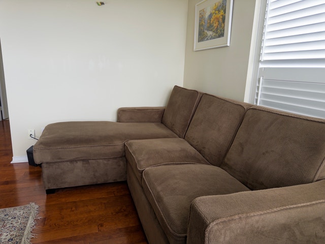 Brown Sectional Sofa with Storage in Good Condition - photo 3