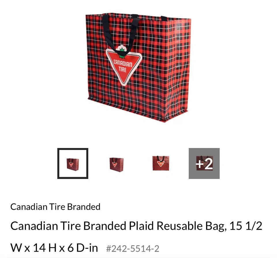 Canadian Tire Branded Plaid Reusable Bag - photo 4