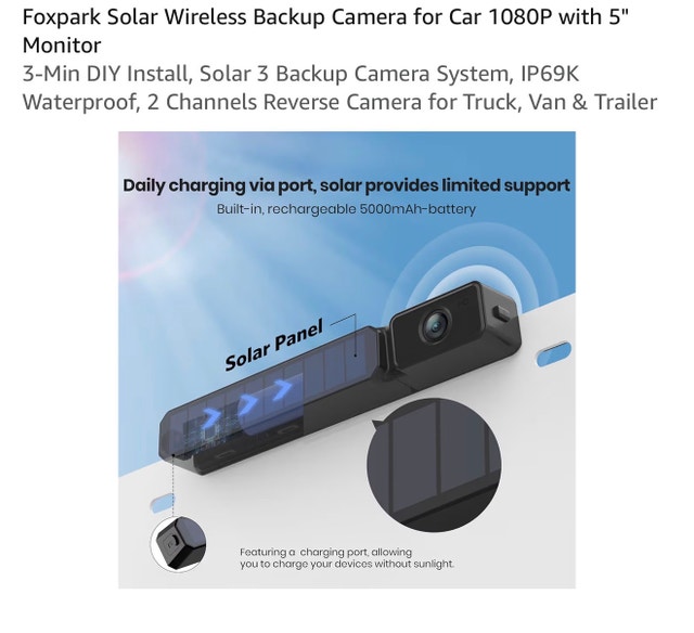 Foxpark Solar 3 Wireless Backup Camera Kit – 1080P HD - photo 3