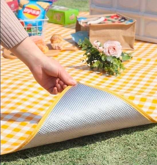 Yellow Gingham Waterproof Picnic Blanket