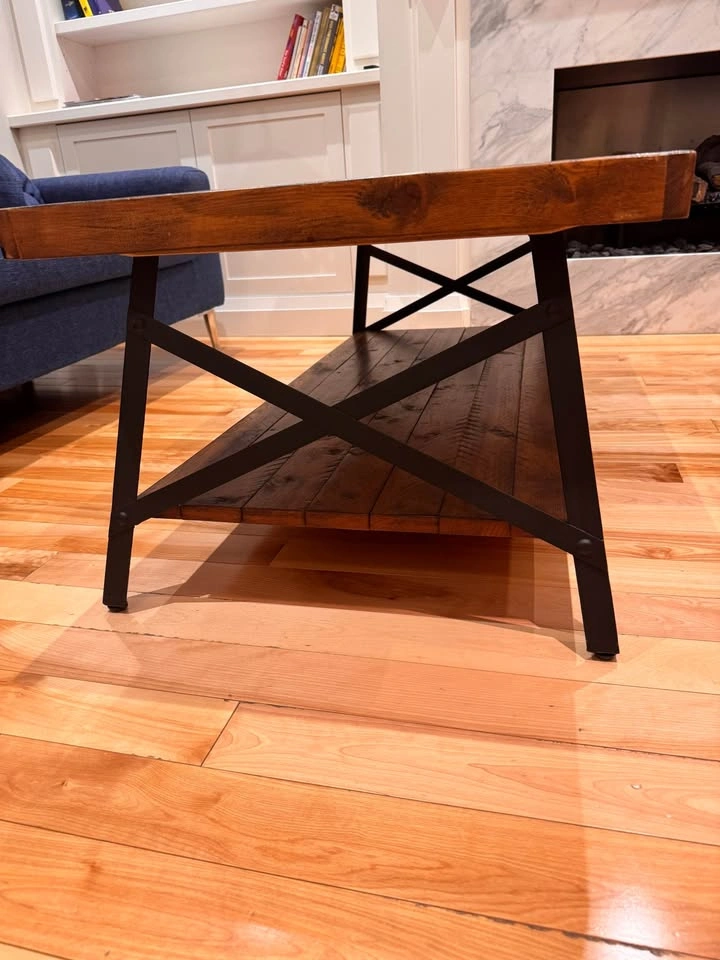 Wood Plank Coffee Table with Metal Frame - photo 5