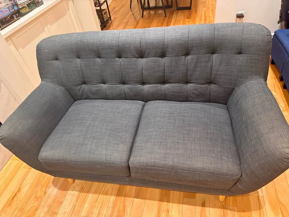 Modern Grey 2-Seater Loveseat Sofa