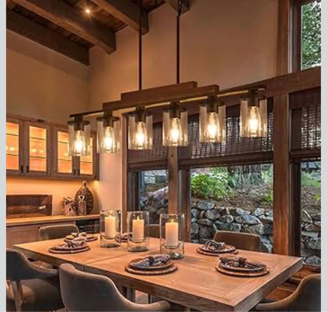 6-Light Rustic Dining Room Kitchen Island Chandelier
