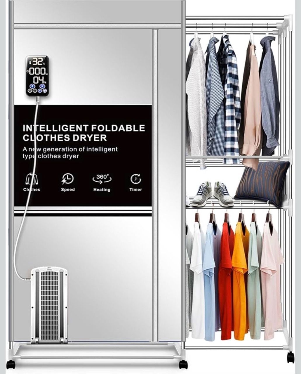 Portable Clothes Dryer 110V 1600W 3-Tier Foldable Rack - photo 2