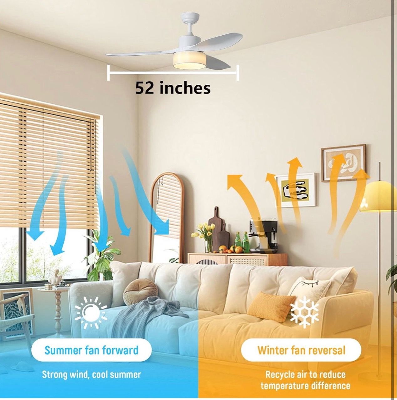 New 52” ceiling fan with light and remote control - photo 2